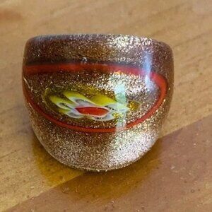 BEAUTIFUL Flower Glass Ring Size 9